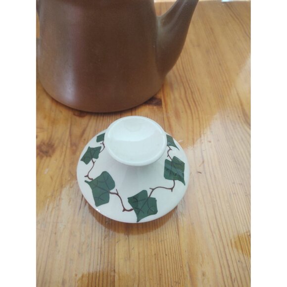 Vintage Ceramic Teapot with ivy leaf lid design, 1960s Oven King Italy - Picture 6 of 14